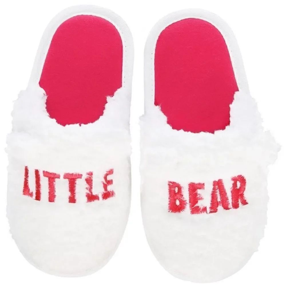 Family Pajamas Big Kid Unisex Little Bear Slippers White Red Small 4-5 New
